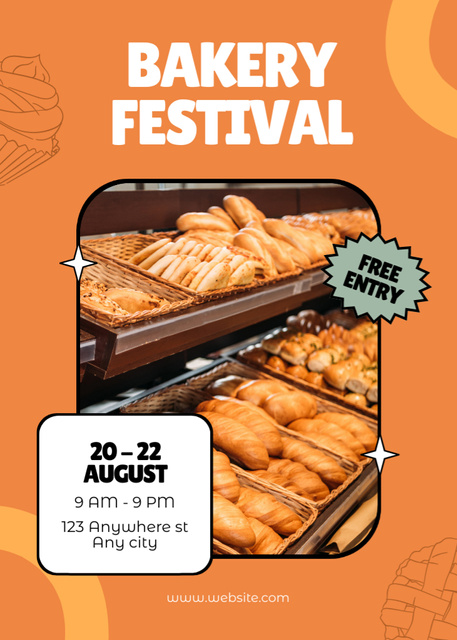 Designvorlage Bakery Festival with Free Entry für Flayer