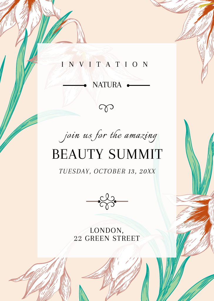 Beauty Summit Announcement with Spring Flowers Flyer A6 Πρότυπο σχεδίασης