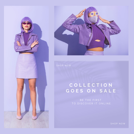 Fashion Female Clothes Ad with Woman Instagram ADデザインテンプレート