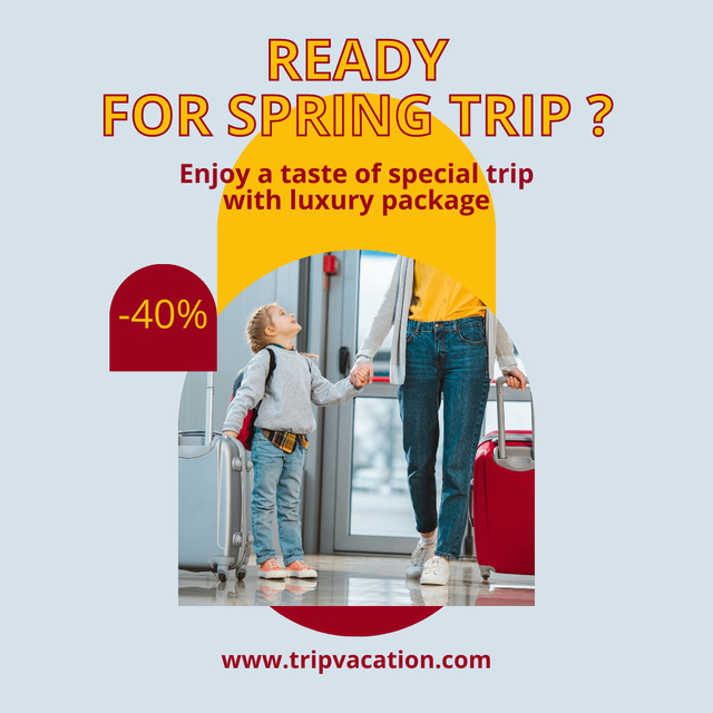 Spring Sale Travel Suitcases Instagram AD Design Template