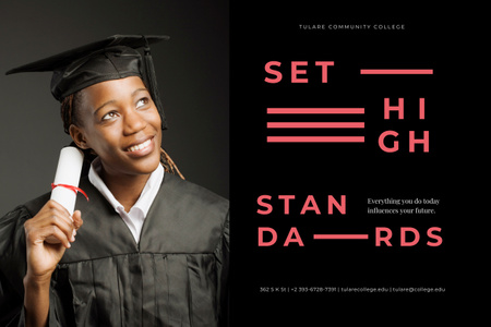 Modèle de visuel Happy Smiling Graduate with Diploma - Poster 24x36in Horizontal