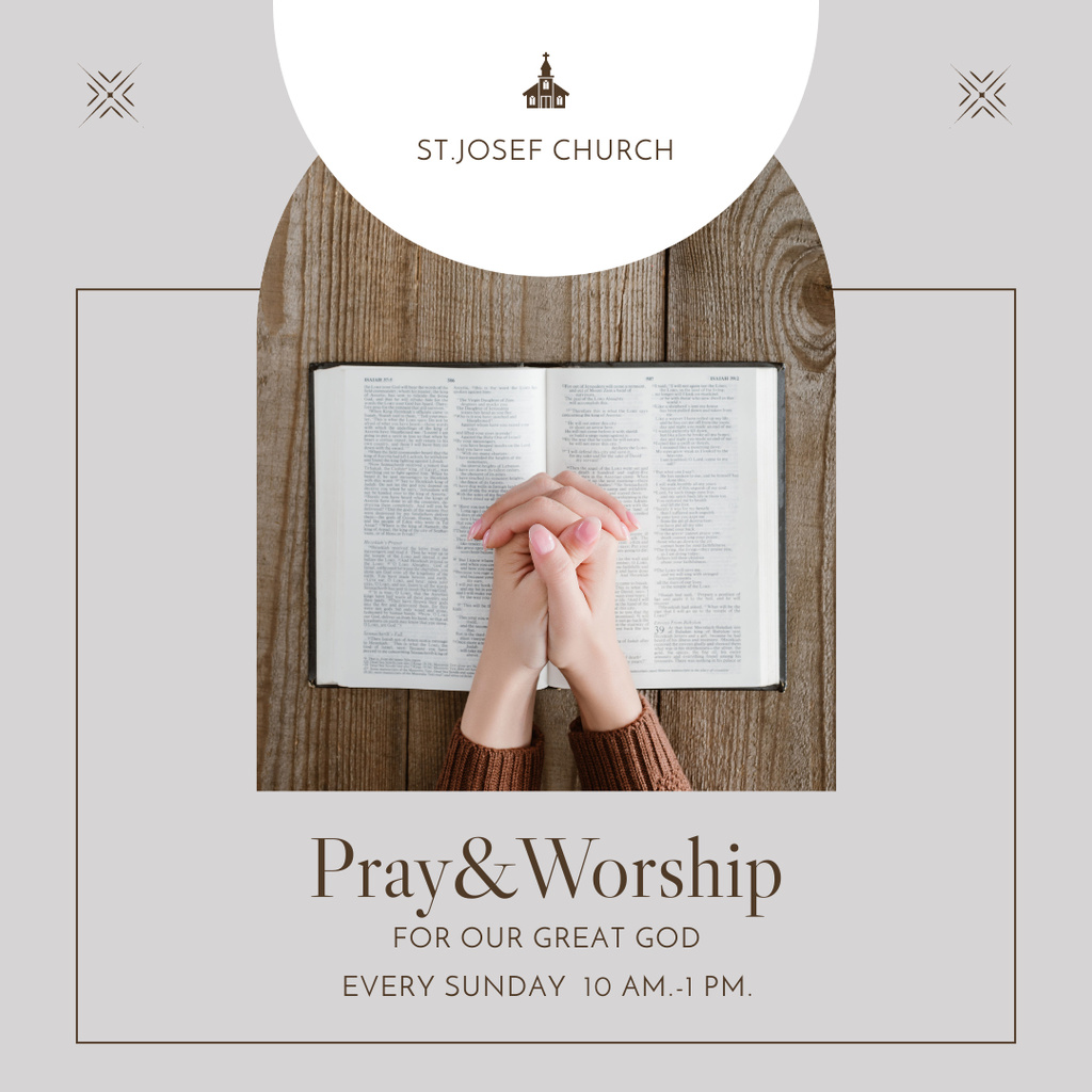 Pray and Worship Announcement with Bible Instagram tervezősablon