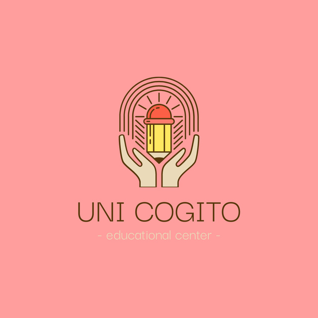 Educational Center with Hand and Pencil Icon Logo 1080x1080px Design Template