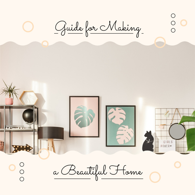 Cozy modern Room Interior Instagram Design Template