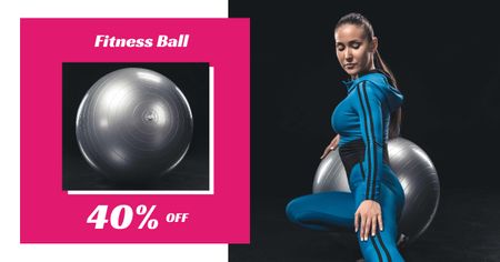 Fitness Ball Discount Sale Offer Facebook AD Design Template