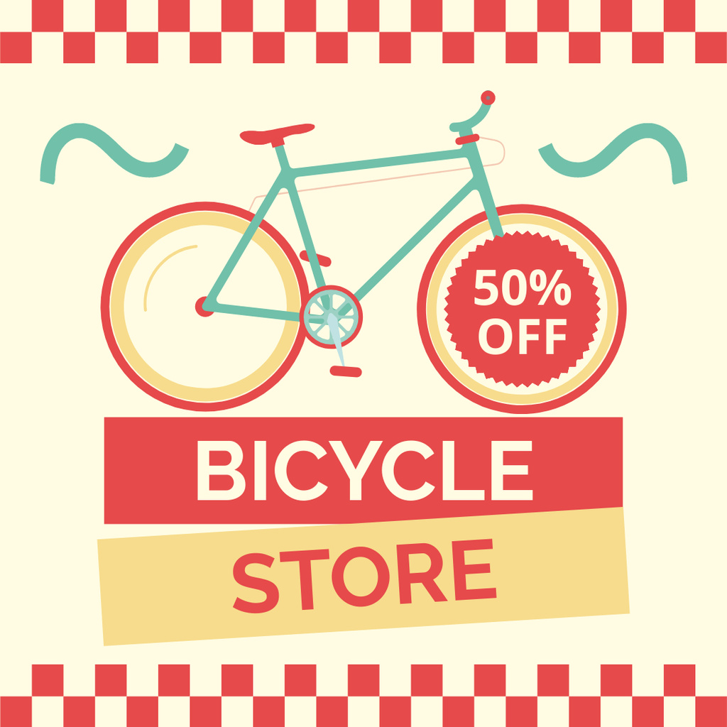 Discount in Bicycle Store on Red Instagram tervezősablon