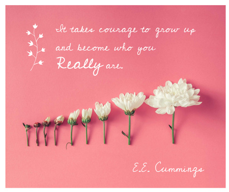 Inspirational Quote with White Chrysanthemums on Pink Facebook Design Template