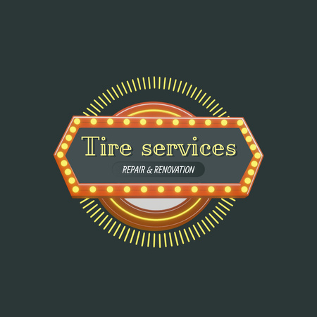明るいタイヤの修理サービスプロモーション Animated Logoデザインテンプレート