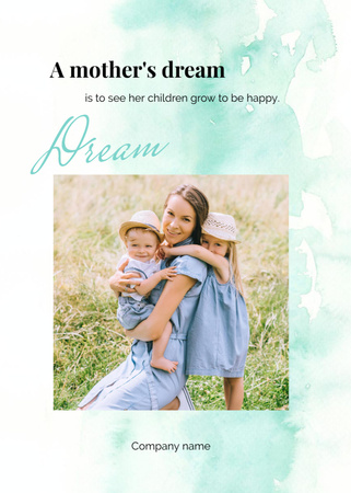 Smiling Girls With Their Mother Postcard 5x7in Vertical Design Template