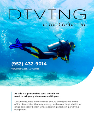 Scuba Diving Ad Poster 16x20in Modelo de Design