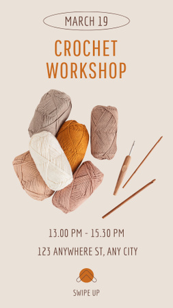 Crochet Workshop Announcement In Spring With Yarn Instagram Story Design Template