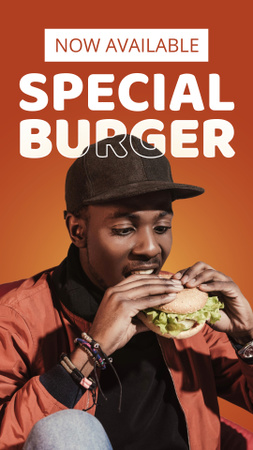 Street Food Ad with Offer of Special Burger Instagram Story Design Template