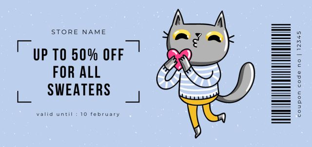 Discount on Cute Sweaters for Valentine's Day Coupon Din Large Design Template