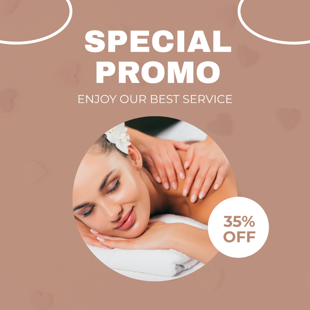 Spa Studio Ad with Woman at Massage Session Instagram Πρότυπο σχεδίασης