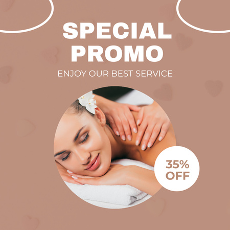 Spa Studio Ad with Woman at Massage Session Instagram Design Template