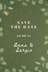 Wedding Day Announcement In Twigs Frame in Green