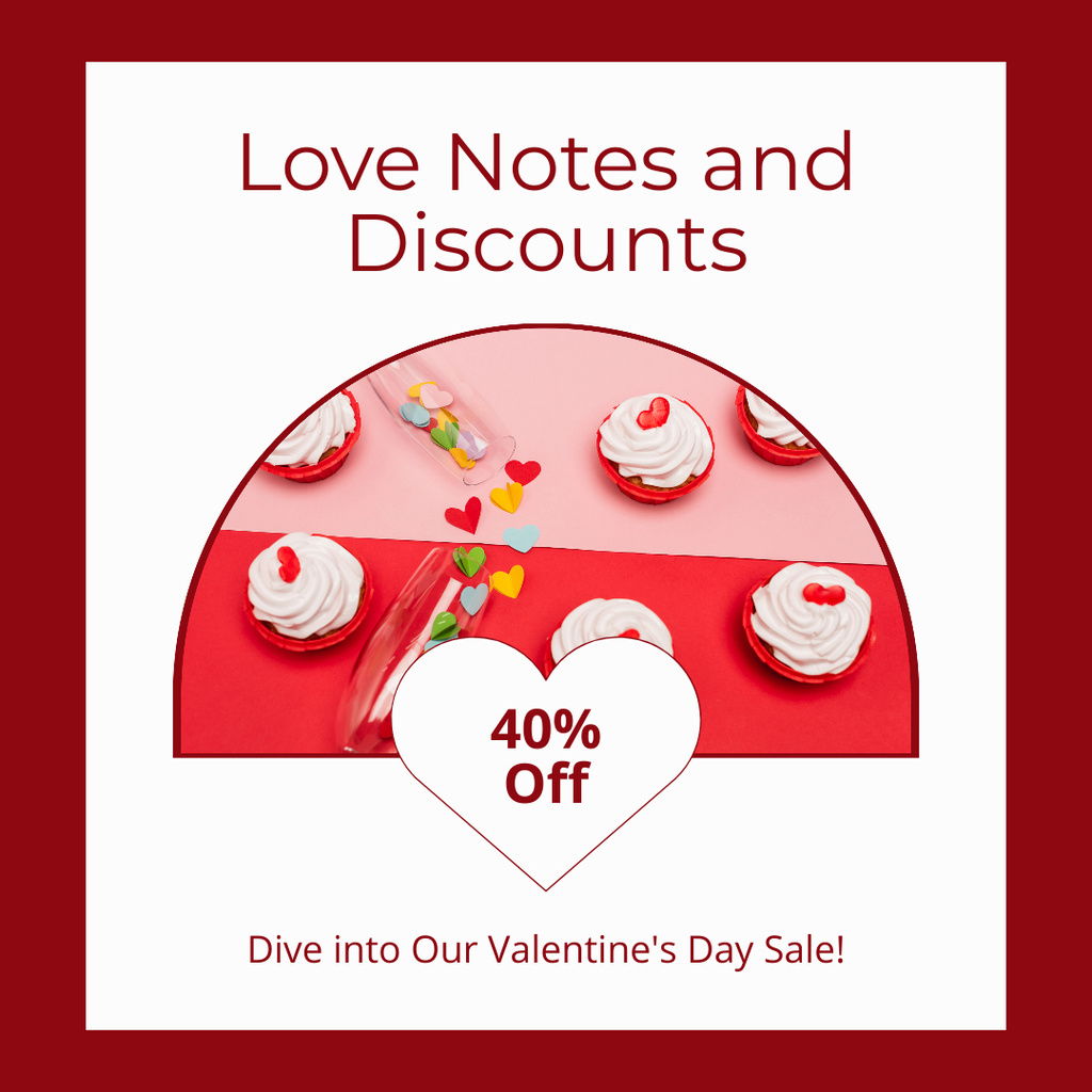 Modèle de visuel Love Cupcakes on Valentine's Day - Instagram AD