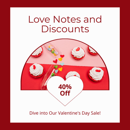 Platilla de diseño Love Cupcakes on Valentine's Day Instagram AD