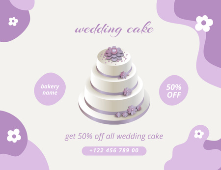Delicious Wedding Cakes for Sale Thank You Card 5.5x4in Horizontal Design Template
