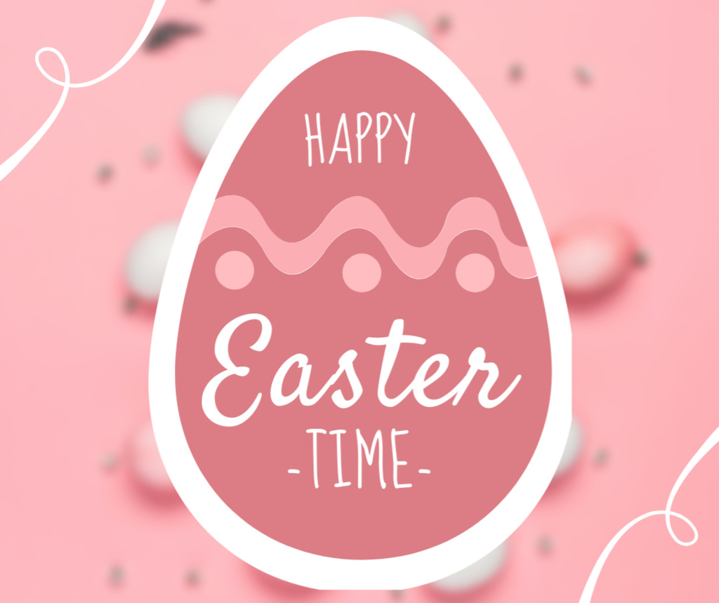 Easter Greeting with Pink Egg Facebook Tasarım Şablonu