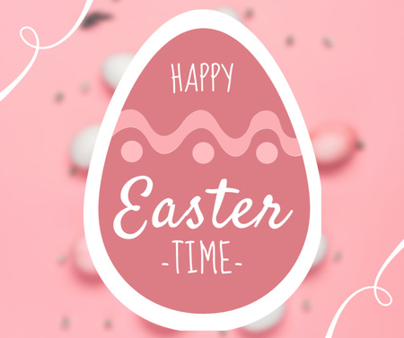 Easter Greeting with Pink Egg Facebook Design Template