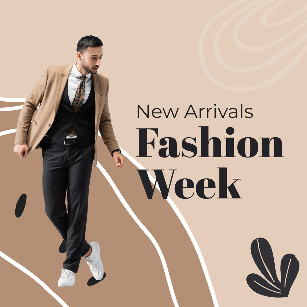 Szablon projektu Fashion Male Clothes Ad with Man in Suit Instagram