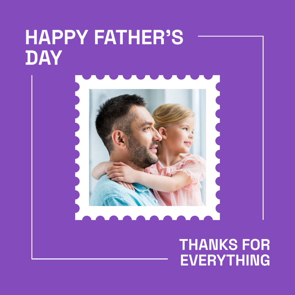 Father's Day Greeting Purple Instagram Tasarım Şablonu
