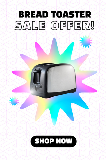 Offer Sale Bread Toasters on White with Bright Gradient Tumblr Design Template
