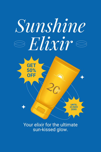 Tanning Elixir Sale with Discount Pinterest Design Template