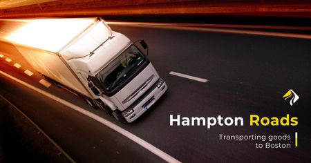 Template di design società di trasporto con camion su strada Facebook AD