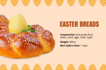 Bread with Easter Egg Label Šablona návrhu