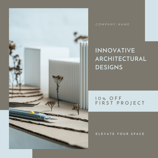 Innovative Architectural Designs Ad with Mockup Instagram Design Template