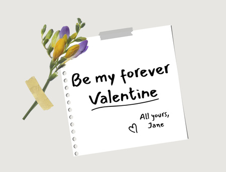 Cute Valentine's Day Holiday Greeting with Delicate Flowers Postcard 4.2x5.5in Šablona návrhu