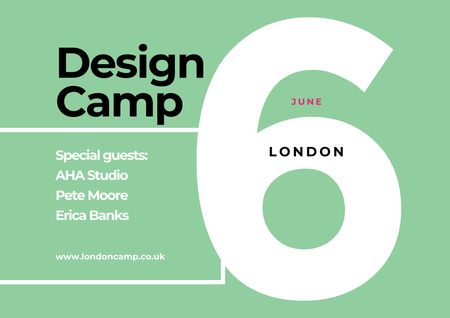 Приглашение в дизайнерский лагерь Poster A2 Horizontal – шаблон для дизайна
