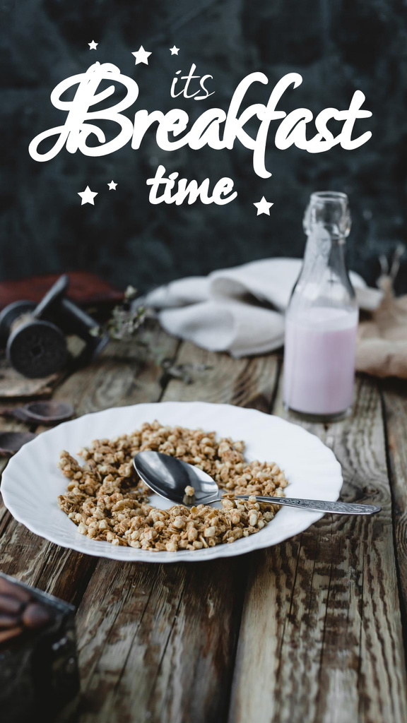 Breakfast Time Inspiration with Musli in Plate Instagram Story Šablona návrhu