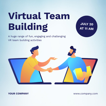 Template di design annuncio di team building virtuale Instagram