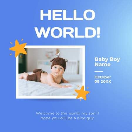 Greeting Card in Honor of Newborn Baby Instagram Design Template
