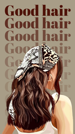 Hair Care Ad with Girl in Stylish Kerchief Instagram Video Story Design Template