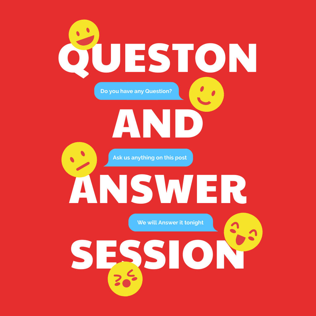 Q&A Session Invitation with Cute Emoticons Instagram – шаблон для дизайна