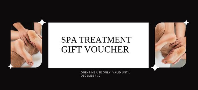 Gift Voucher for Spa Foot Treatments Coupon 3.75x8.25in Design Template