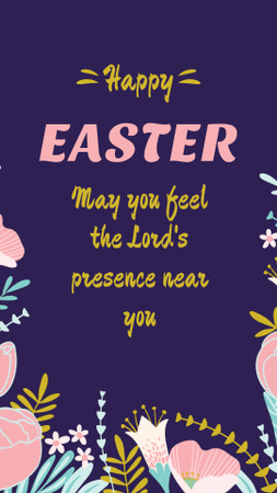 Easter Greeting with Flowers Instagram Video Story Design Template