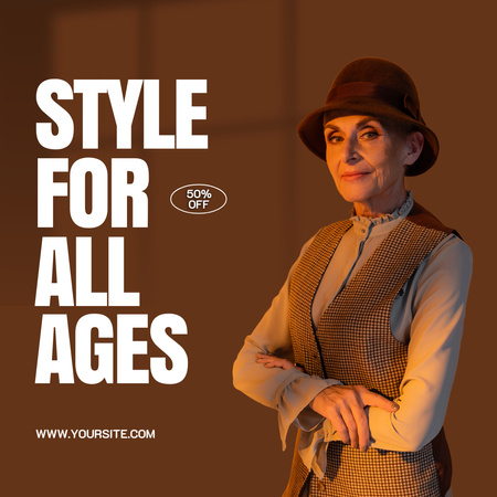 Designvorlage Timeless Style For Elderly Offer In Brown für Instagram