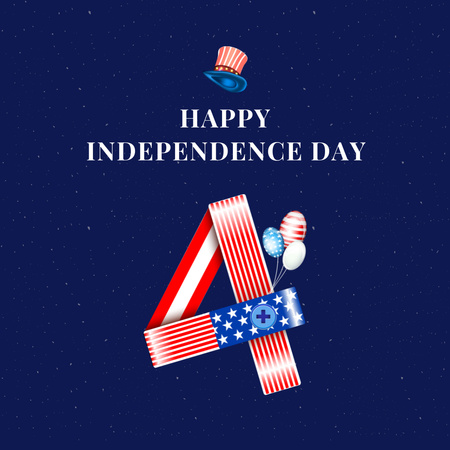 Template di design Felice Giorno dell'Indipendenza USA Annuncio sul blu Instagram