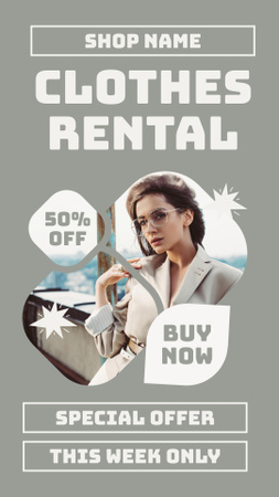 Rental clothes service special offer grey Instagram Story Design Template