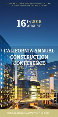 Construction Conference Announcement Modern Glass Buildings Graphic Design Template