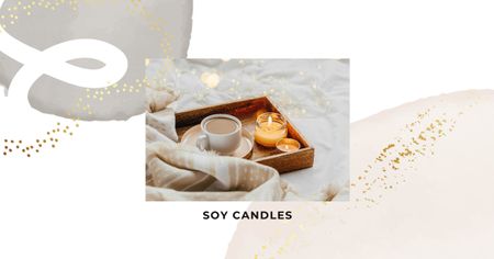 Cup of Cocoa and Candles Facebook AD Modelo de Design
