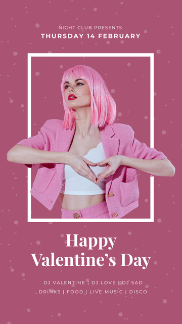 Valentine's Day Celebration With Music In Night Club Instagram Story Design Template