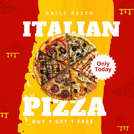 Announcement of Promotion for Different Kinds of Italian Pizza Instagram Design Template