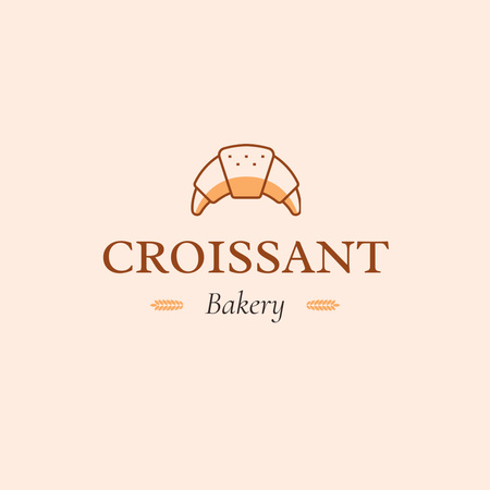 Emblem of Bakery with Croissant Logo 1080x1080px Design Template