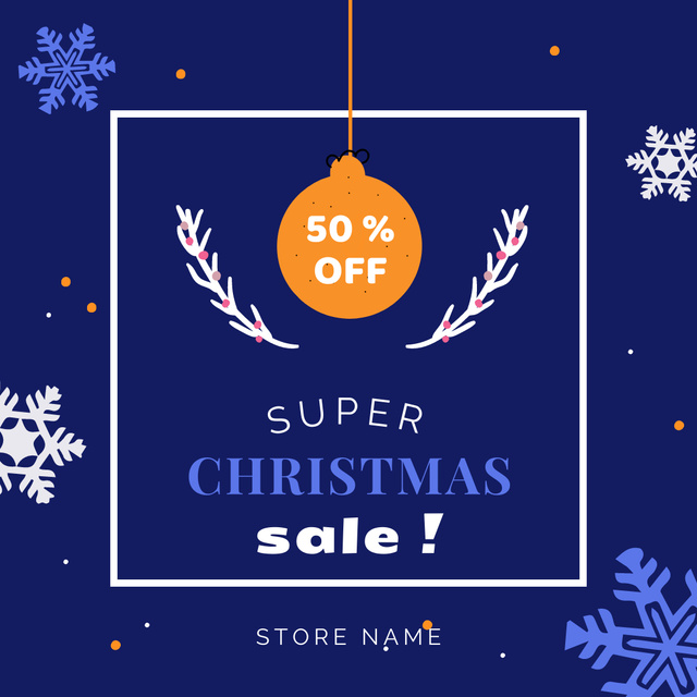 Super Christmas Sale Blue Instagram AD – шаблон для дизайну